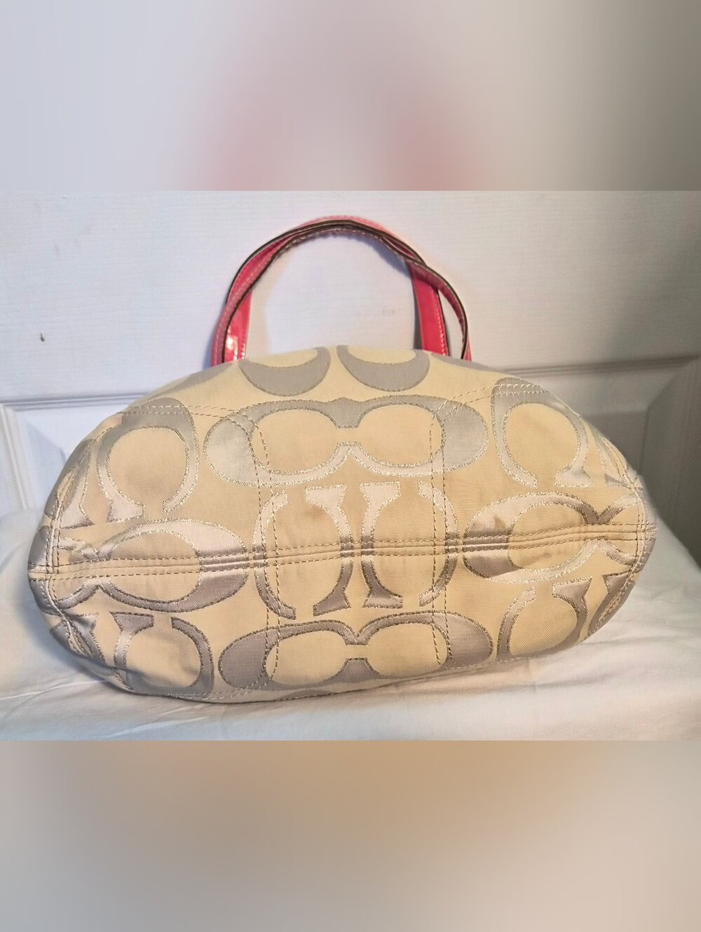 Coach Poppy Metallic Signature Sateen Small Tote Bag - Picture 4 of 7